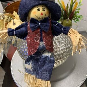 Scarecrow Doll with Blue and Red Outfit